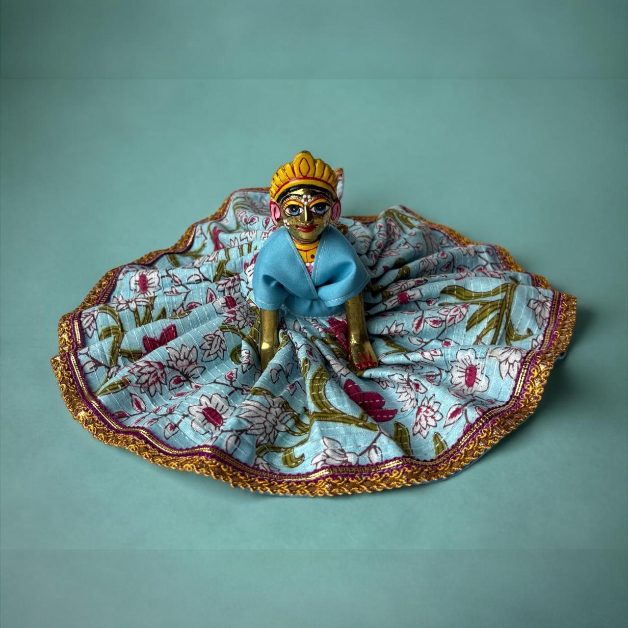 Blue floral cotton for Radharani
