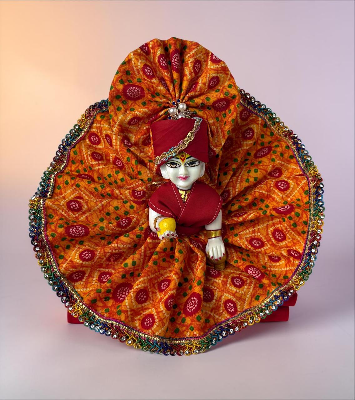 Shahi Orange Bandhani for Laddoo Gopal