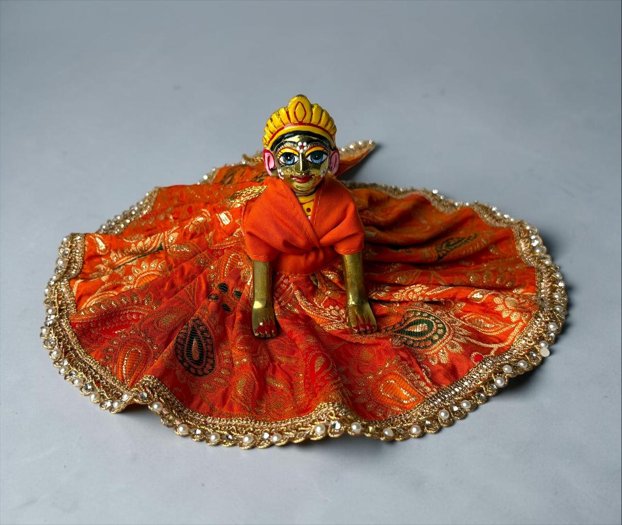 Shahi Kesariya poshak for Radharani