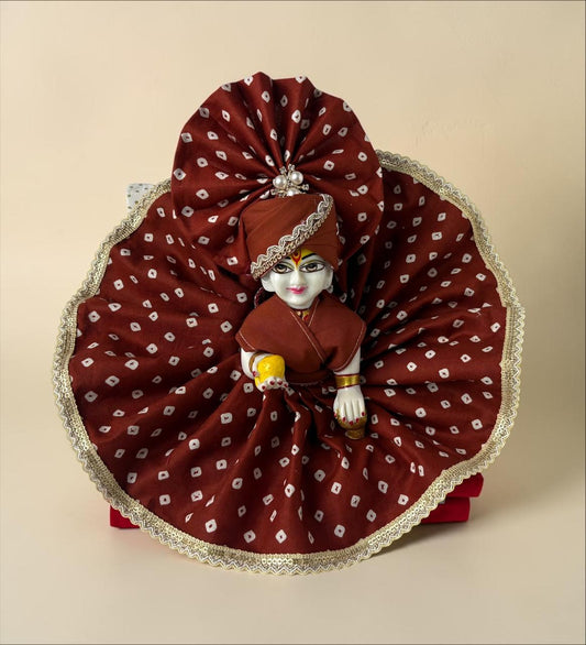 Brown Bandhani poshak for Laddoo Gopal