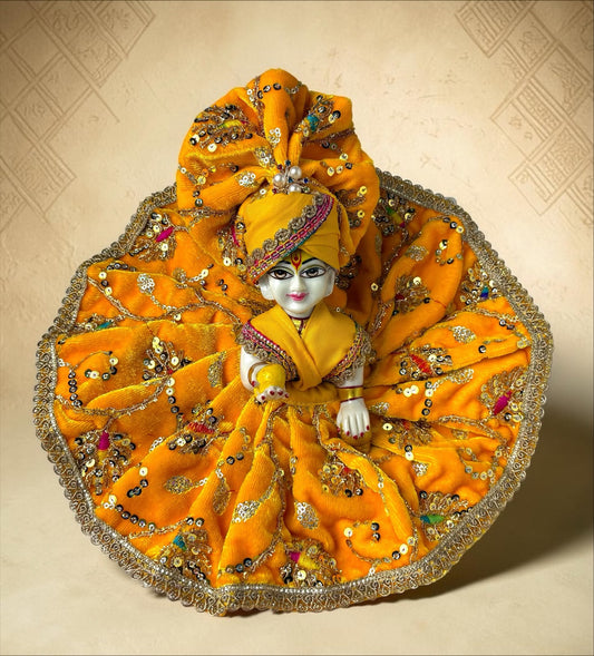 Yellow velvet for Laddoo Gopal