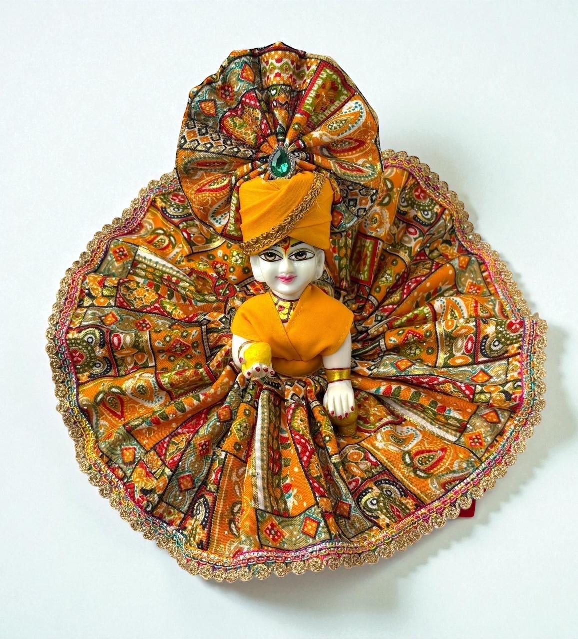 Orange printed dress for Laddoo Gopal