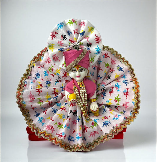 Printed White cotton for Laddoo Gopal